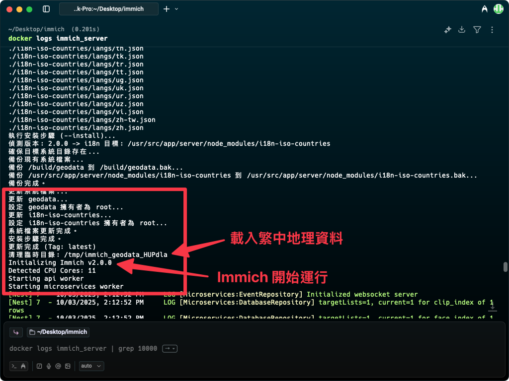 檢查 immich-geodata-zh-tw 腳本執行結果